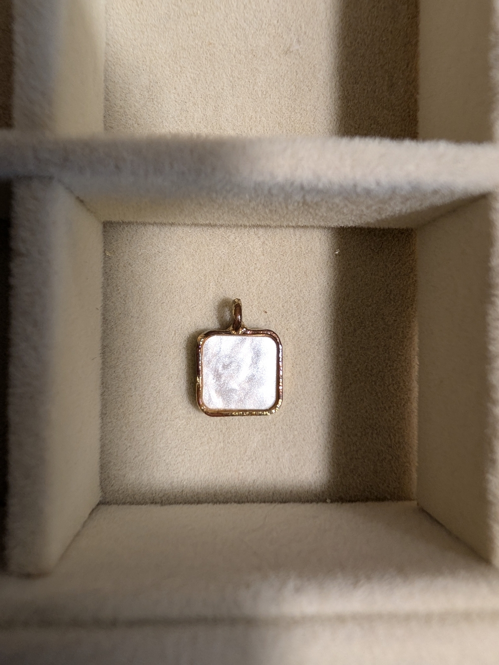 Gold Square Mother-of-Pearl Pendant Charm